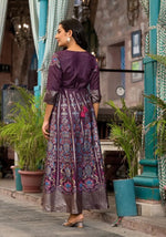 Plum Ethnic Motif Printed Santoon Dress With Thread & Zari Work-J4674PLUM