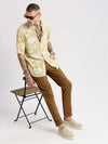 Men Spread Collar Floral Yellow Casual Shirt-POLFAH-2102-Yellow