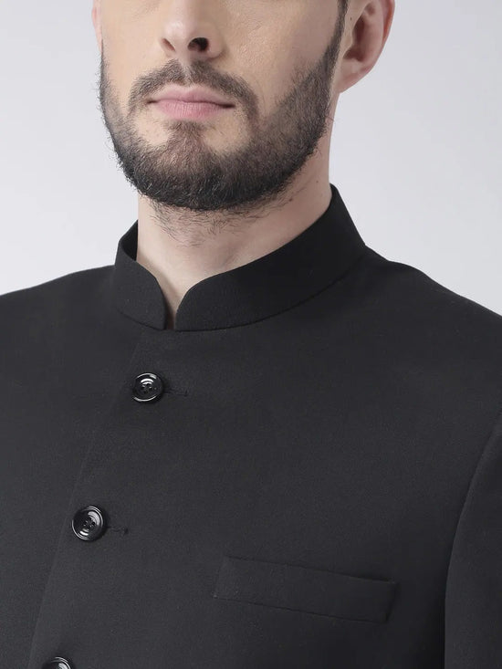 Hangup Men Standard Solid Men's Indian Wear-BlackSherwani23