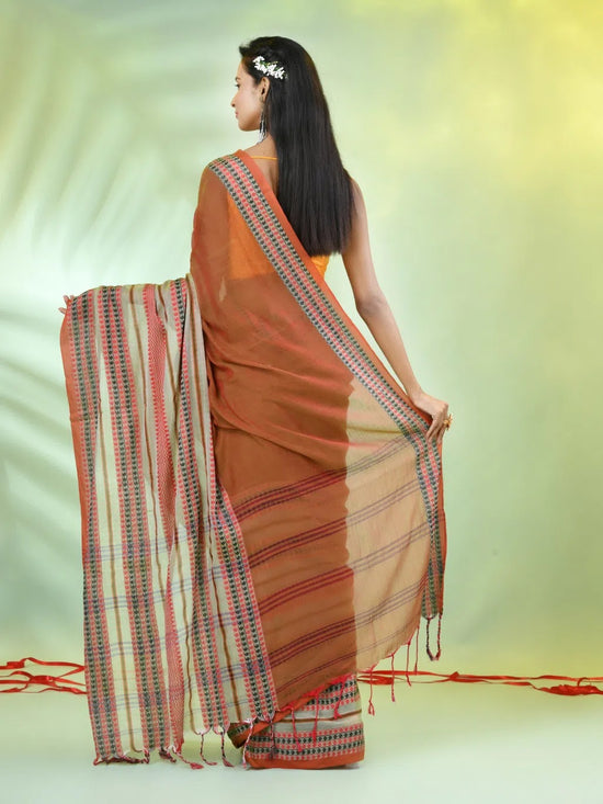 Ochre Yellow Cotton Soft Saree With Woven Nakshi Borders-MA62CT33660068