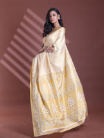 Yellow Silk Soft Saree With Floral Print-MA60BSL01400070