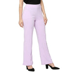 Smarty Pants Women's Ployester Lycra Bell Bottom Lilac Formal Trouser