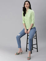 Women's Green Solid Shirt-AE-3331034-Green