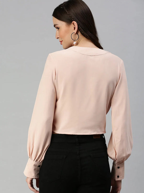 Women's Peach Solid Crop Tops-AE-10310-Peach