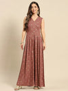 Overlap neck pleated jumpsuit in Rose color