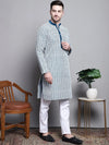 Sequin Embroidered Silk Blend Kurta with Pyjamas-JOKP-P-5007Peacock