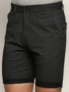 Men Black Striped Shorts-ORBIT-18-Charcoal