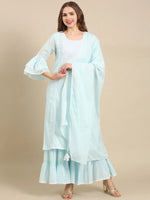 Women's Blue Solid Kurta Set-RF-1709-Blue