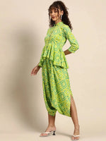 Peplum Yoke dhoti Jumpsuit in Lime Green