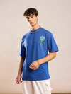 Men Royal Blue Focus On The Step Oversized T-shirt