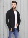 Rigo Black Thumbhole Open Long Cardigan Full Sleeve Shrug For Men