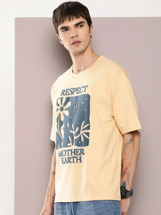 Dillinger Beige Graphic Oversized T-shirt-DLMOV291BGE-S