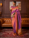 Saree Mall Women's  Blend Purple Woven Design Handloom Saree With Blouse Piece-KAZAH271005