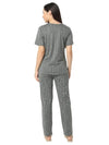 Smarty Pants Women's Cotton Lycra Grey Color Heart Print Night Suit