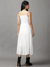 Women's White Solid Fit and Flare Dress-AE-15706-White