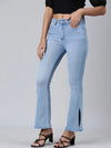 Women Blue Solid Bootcut Denim Jeans-GZ-5719-Blue