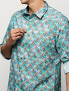 Men Blue Printed Shirt-PRISM-M204-1610-Turquoiseblue