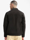 Men Mock Collar Black Solid Bomber Jacket-ZD-3405-Black