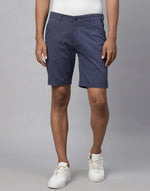 Genips Men's Dark Blue Cotton Lycra Slim Fit Shorts