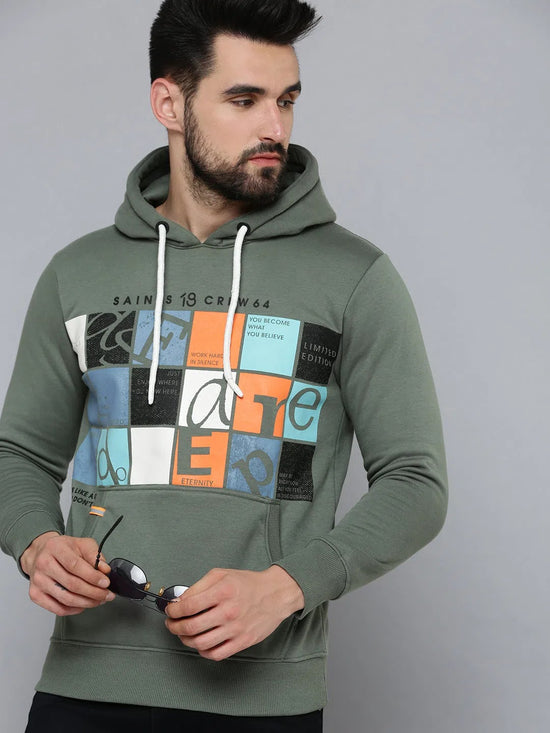 Men Green Solid Sweatshirt-SCAW-35-Green