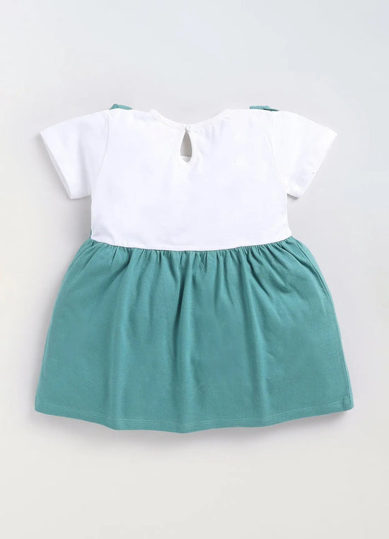 Mimino Indi Baby Girls Below Knee Casual Dress (Light Green, Half Sleeve)