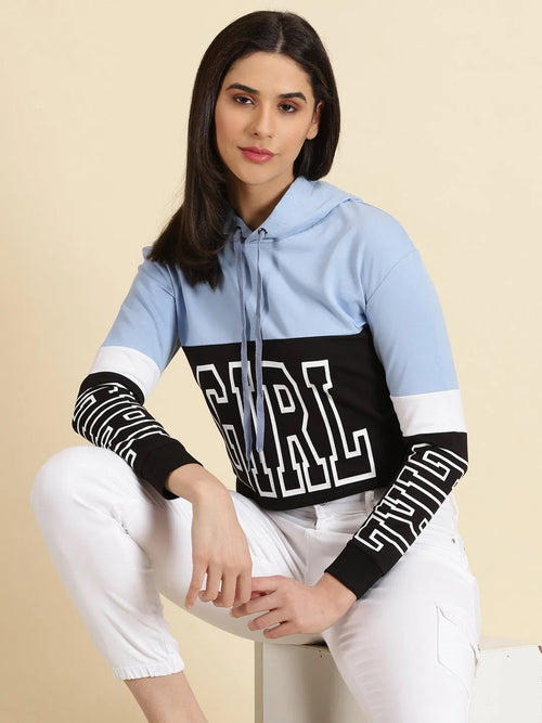 Women's Blue Colourblock Sweatshirt-AF-1751-Blue