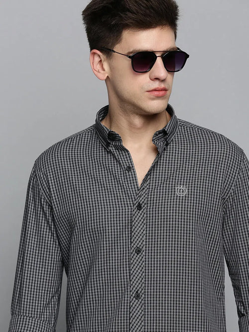 Men Black Checked Casual Shirt-TRISTANCHECKS-4327-Black