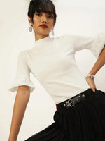 Veni Vidi Vici White Frilled Sleeve Top