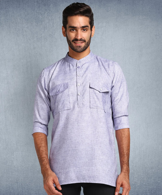 Hangup Men Standard Solid Men's Indian Wear-Purple_2Pkt_Short_2Kurta