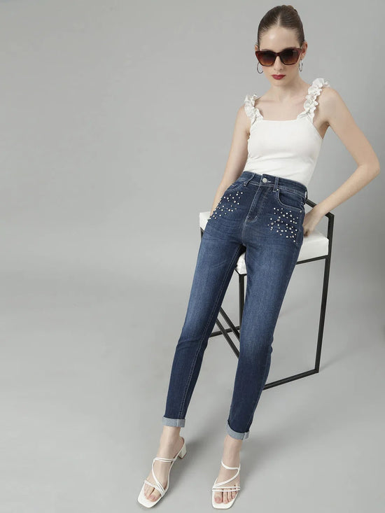 Women Navy Blue Denim Jeans-LT-205684-Navyblue