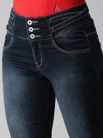 Women's Blue Solid Denim Skinny Jeans-CR-7823-Blue