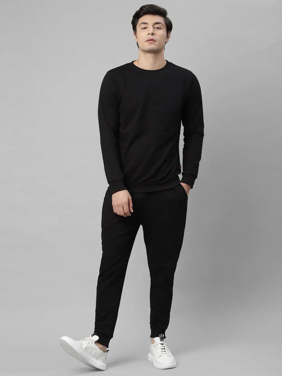 Rigo Black Text Print Tracksuit-TRKSET1003-M