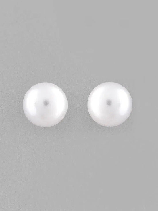 White Circular Studs Earrings-VOJ121