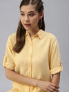 Women's Mustard Solid Shirt Dress-AE-444584-Mustard