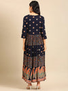 Women's Blue Printed Anarkali Kurta-GW-2790-Navyblue