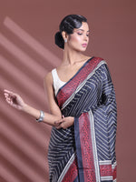 Black Bandhani Print Silk Soft Saree-MA60BSL01400030