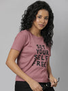 Women Mauve Fit Typography T Shirt-AE-525-Mauve