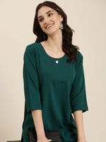 Women Teal Solid Straight Kurta-DF-1203-Teal