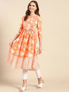 Women's Orange Printed Anarkali Kurta-KG-581-Orange