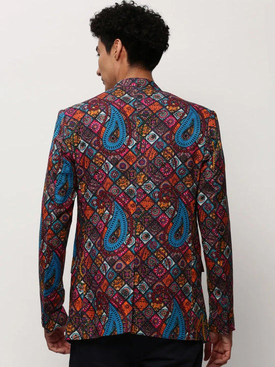 Men Multi Printed Casual Blazers-SOBLZ-080-6-Multi