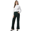 Smarty Pants Women's Cotton Lycra Bell Bottom Bottle Green Formal Trouser