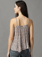 Women's Grey Printed Wrap Top-AE-10466-Taupe