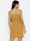 Front twist strap printed dress in Mustard