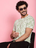 Venitian Men All Over printed Olive Colour Round Neck Cottton T-Shirt