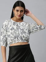 Women's Printed White Top-AE-10211-White