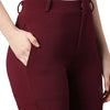 Smarty Pants Women's Cotton Lycra Bell Bottom Wine Color Formal Trouser