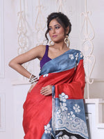 Red Radha Krishna Hand Painted Pure Silk Handwoven Soft Saree-MA64SL3000062