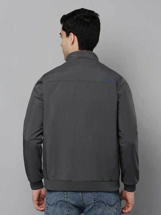 Men Grey Solid Bomber Jacket-STCW-J-10-Grey