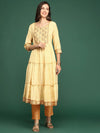 Women's Yellow Printed Anarkali Kurta-GW-3245-13-Yellow