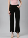 Women Black Solid Parallel Trouser-LT-KN-508-Black